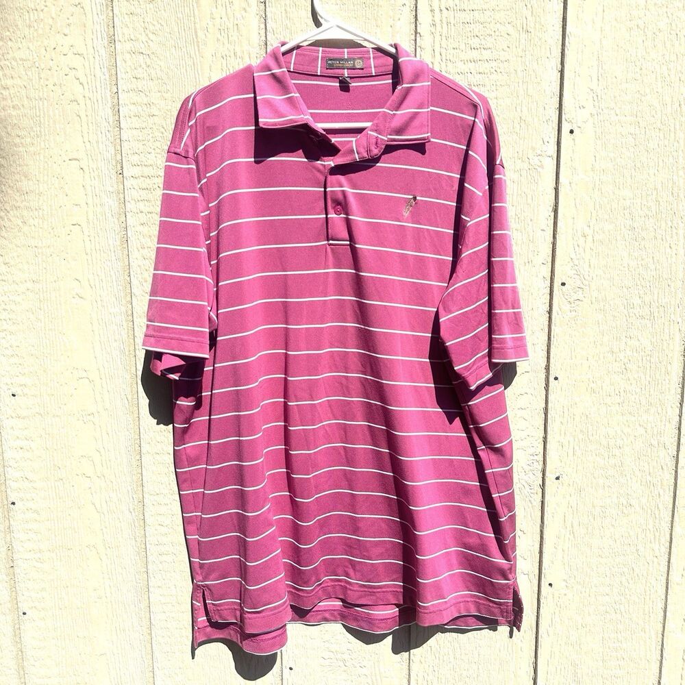Peter Millar Polo Shirt Men XL Pink Summer Comfort Striped